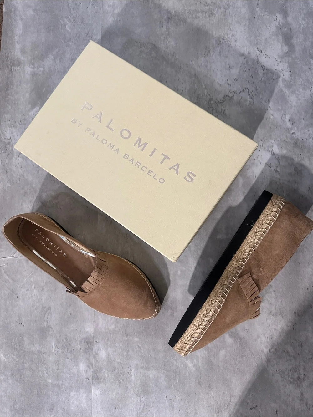 Paloma Barceló Daniela Tan Suede Espadrille Flats with Fringe